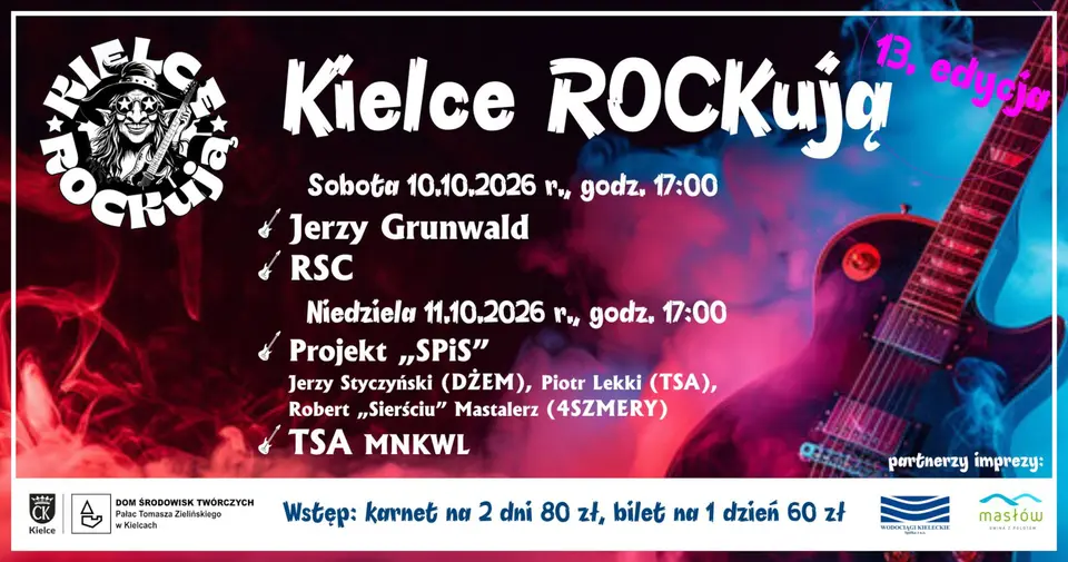 10-11.10.2026 r. Festiwal KIELCE ROCKują (karnet na 2 dni)