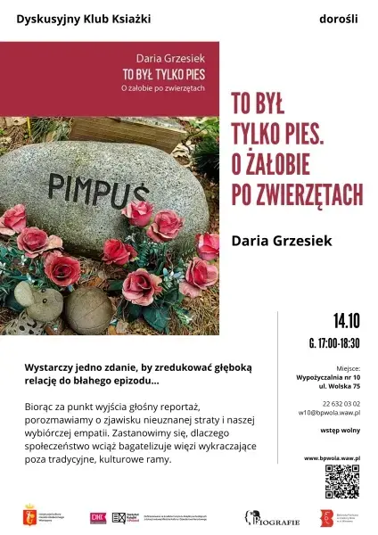 Dyskusyjny Klub Książki: Daria Grzesiek - „To był tylko pies. O żałobie po zwierzętach"