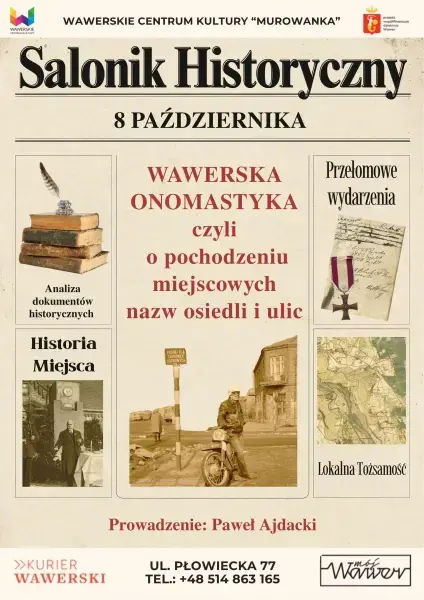 Salonik Historyczny „Wawerska onomastyka czyli o pochodzeniu miejscowych nazw osiedli i ulic” Prowadzenie: Paweł Ajdacki
