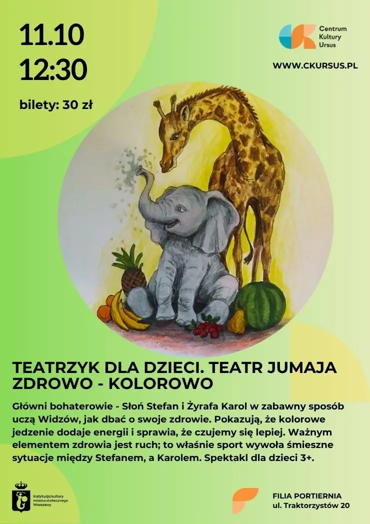 Teatrzyk dla dzieci. Teatr Jumaja Scena Młodego Widza „Zdrowo - kolorowo”